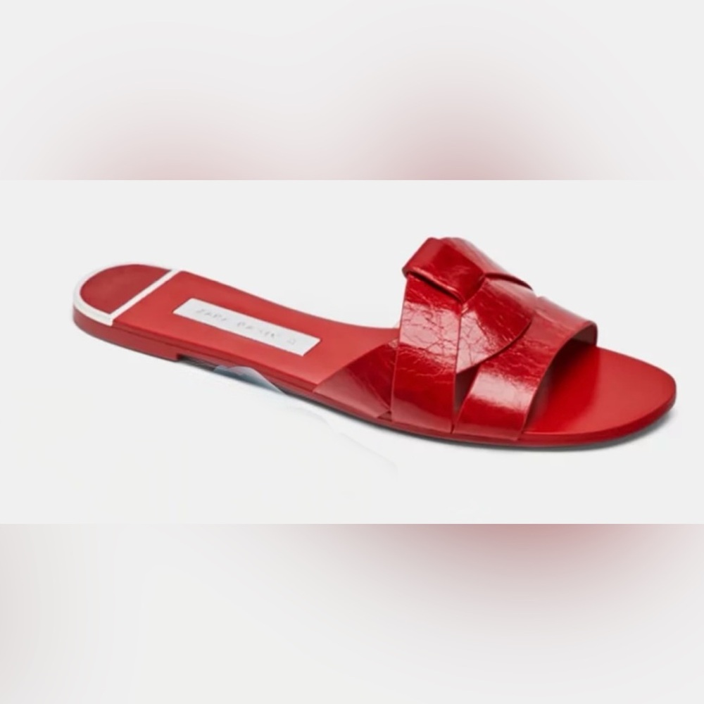 Zara Basic Collection Red Leather Slide Sandal size 39